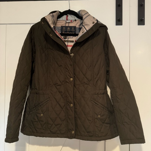 Barbour Millfire Diamond- Quilted Jacket. Brown/olive color.  Size 14. - Picture 2 of 12